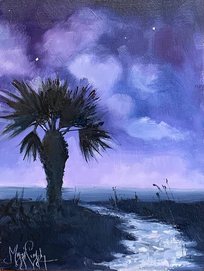 Moonlit Palm Painting by Maggii Sarfaty