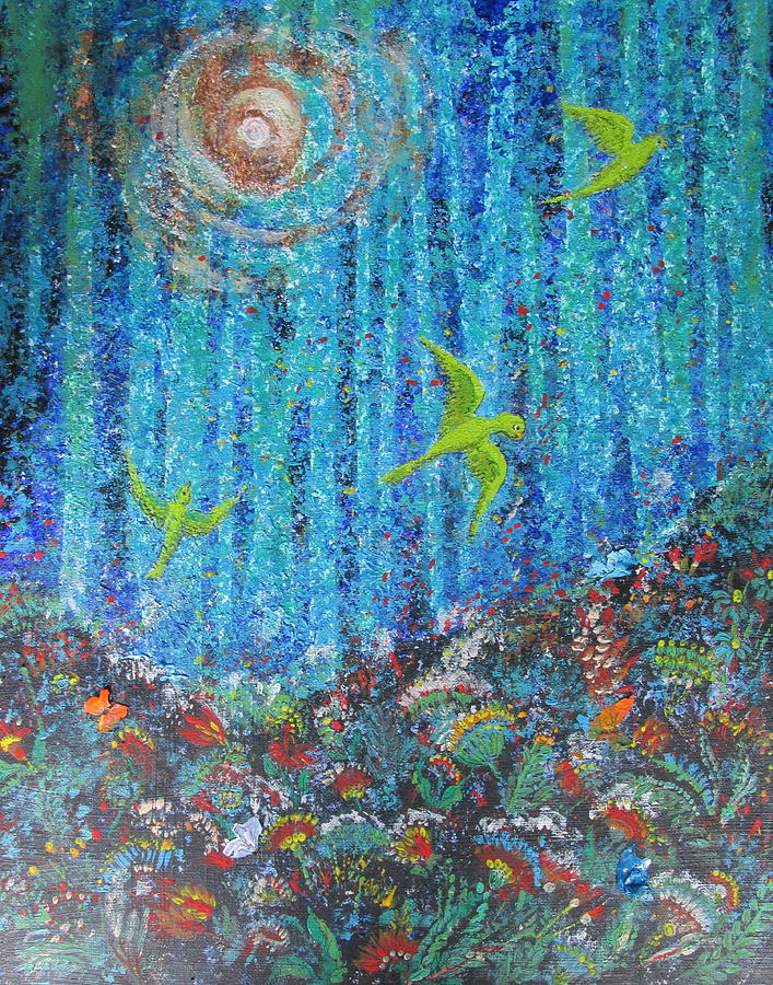 Moonlit Rain Forest Painting by Sarah Hornsby