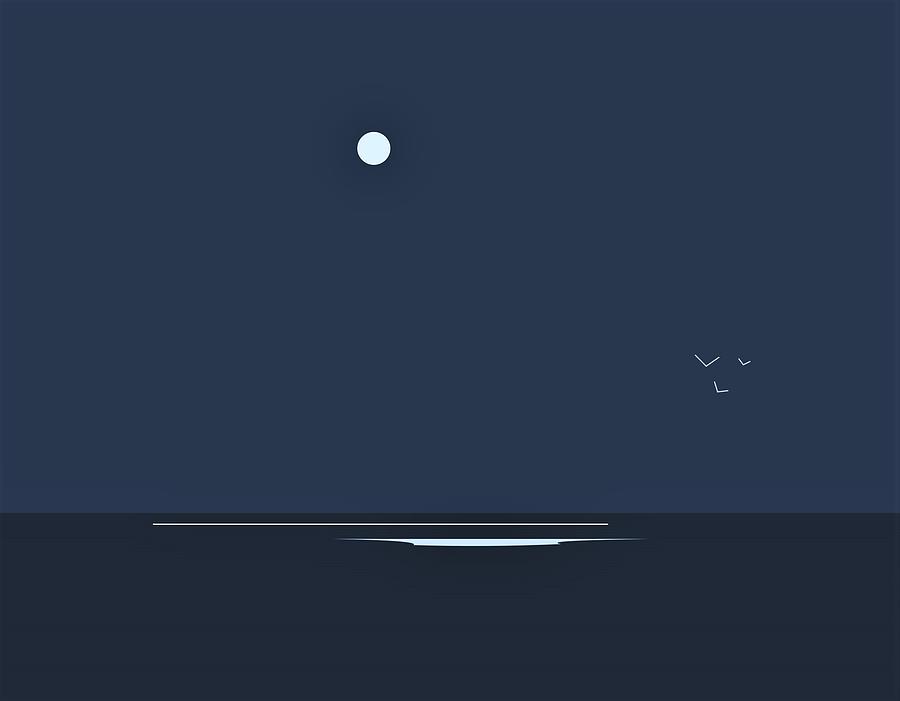 Moonlit sea Digital Art by Fatline Graphic Art