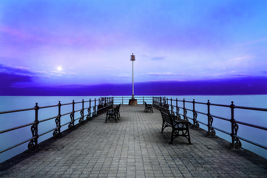 Moonlit Serenity at the Banjo Pier Swanage Photograph by John Wright Moonlit Serenity at the Banjo Pier Swanage Photograph by John Wright