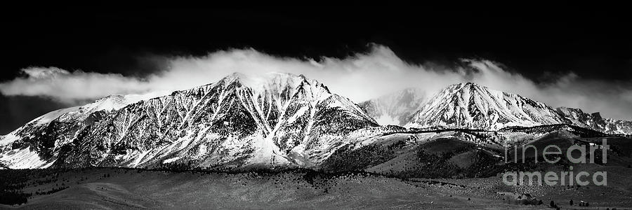 Moonlit Sierra Snowcaps 1406BW Photograph by Kenneth Johnson