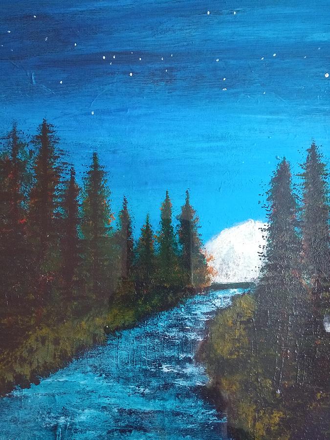 Moonlit stream Painting by Lynn Joyner - Fine Art America