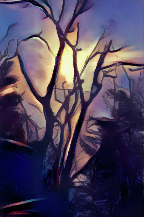 Moonlit Tree Art Print Digital Art by Jacob Folger