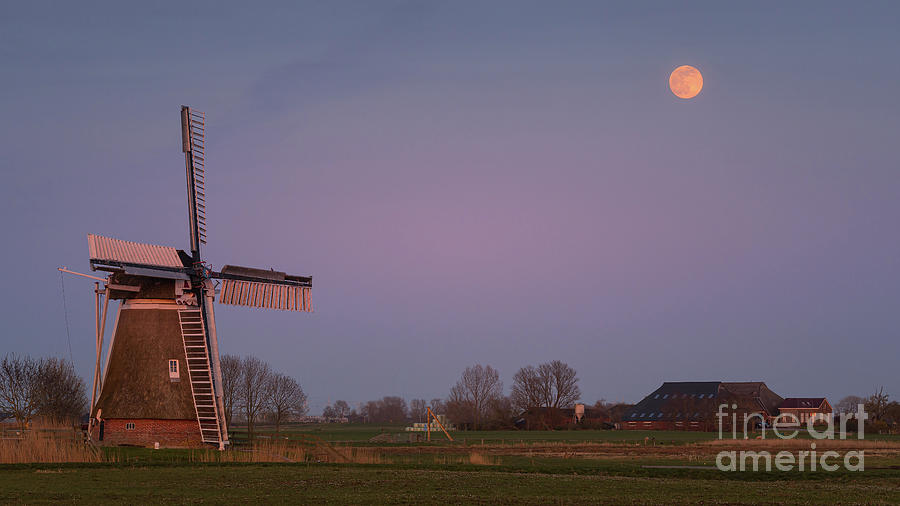 Moonrise at Hoeksmeer, Groningen, Netherlands Photograph by Henk Meijer Photography