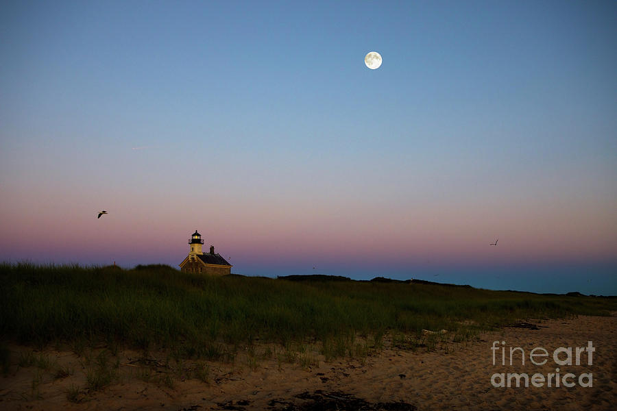 Moonrise At The North Light Photograph