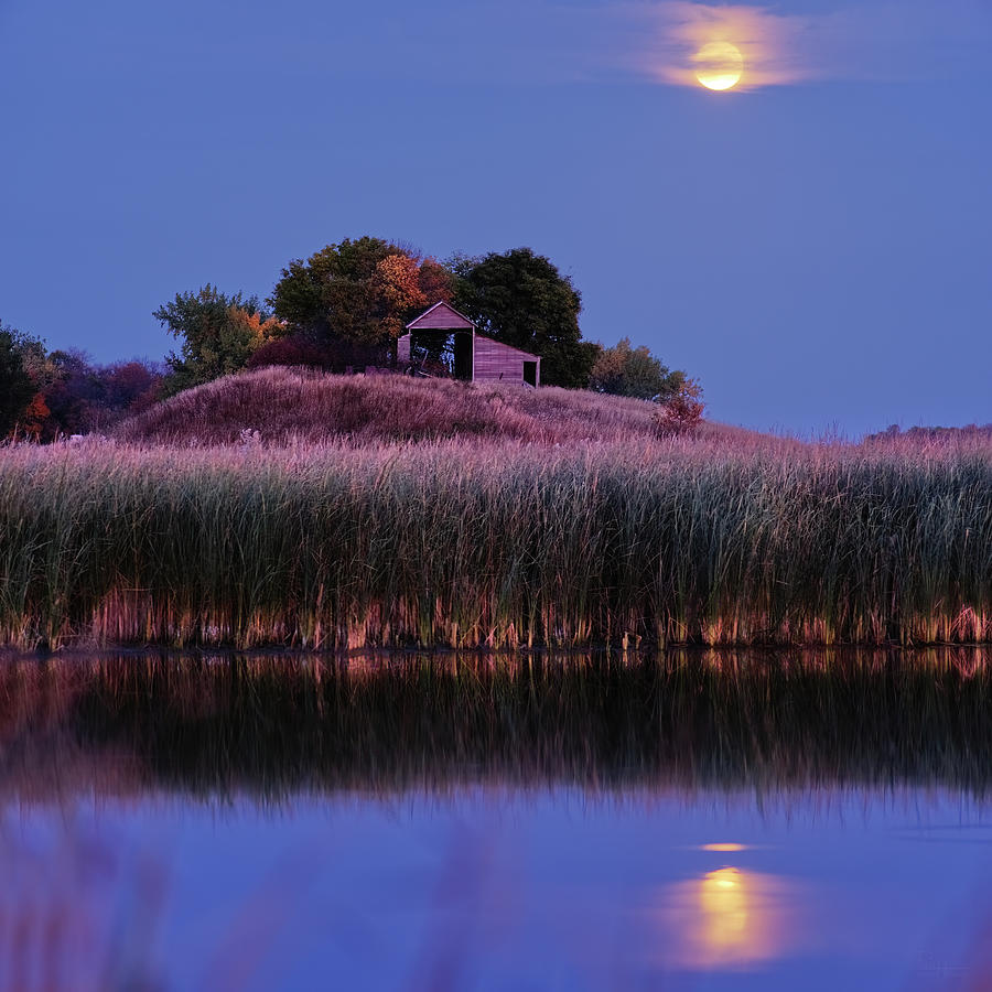 Moonrise at the Temple Mound Barn  Photograph by Peter Herman