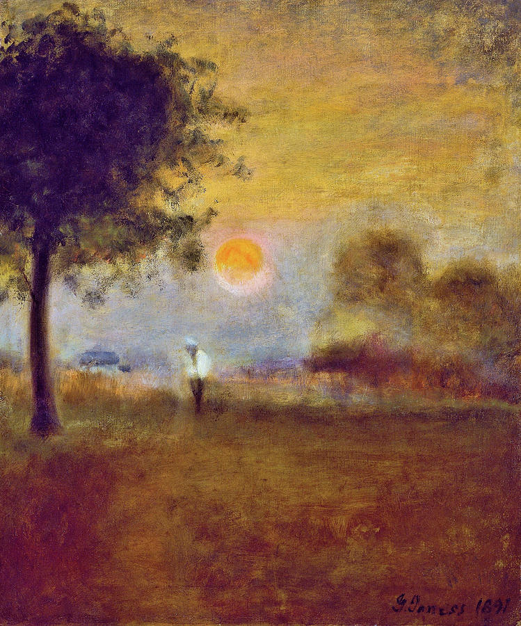 Tree Painting - Moonrise - Digital Remastered Edition by George Inness