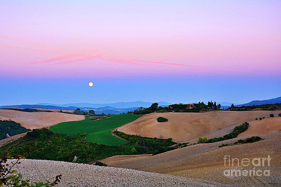 Moonrise in Siena Hills Tuscany Photograph by Ramona Matei
