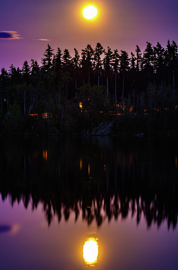 Moonrise Lake Ballinger Edmonds Washington Photograph by Tommy Farnsworth
