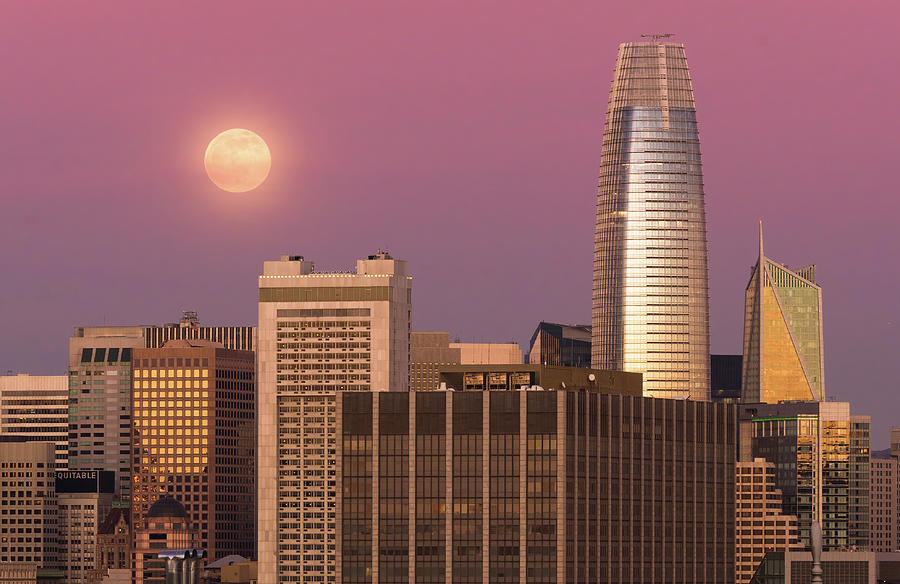 Moonrise Near Salesforce Tower Photograph by Laura Macky