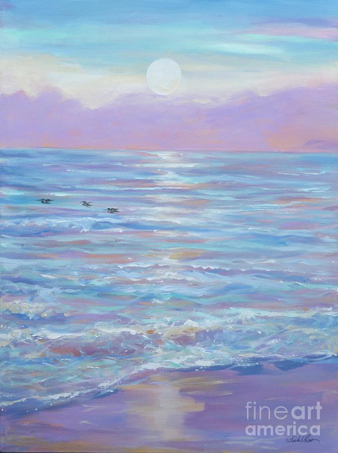 Moonrise on the Atlantic Painting by Linda Olsen