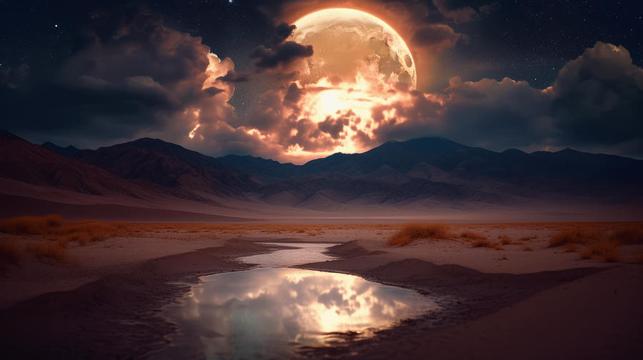 Moonrise on the Mojave Digital Art by James Lloyd Moonrise on the Mojave Digital Art by James Lloyd