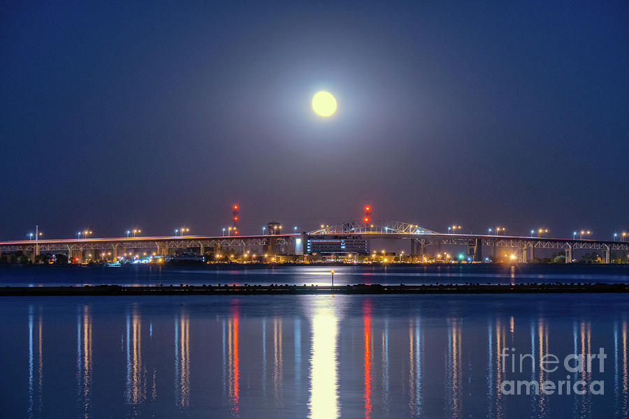 Moonrise Over Burlington Bay Photograph by Charline Xia