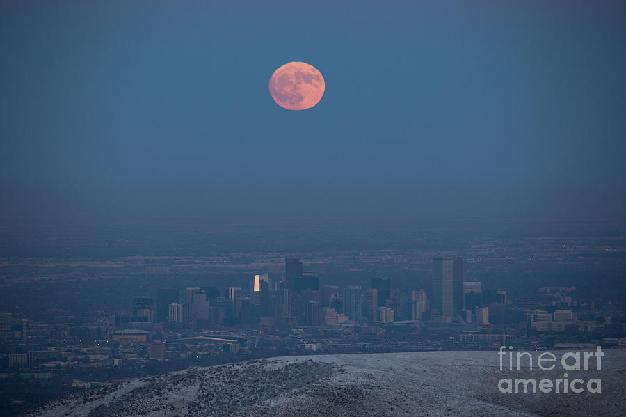 Moonrise over Denver CO Photograph by JD Smith