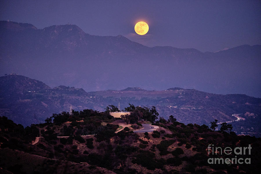 Moonrise Over Griffith Park Photograph by George Oze