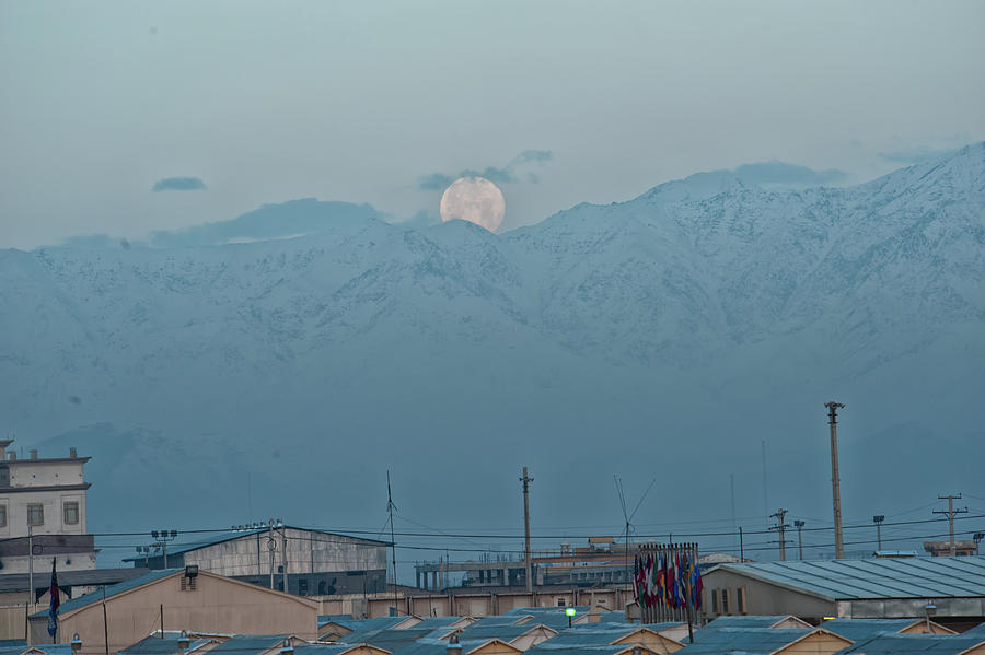 Moonrise over Kabul Photograph by Doug Wittrock