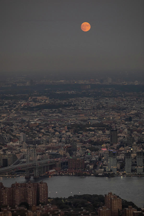 Moonrise over New York Photograph by Nicholas McCabe