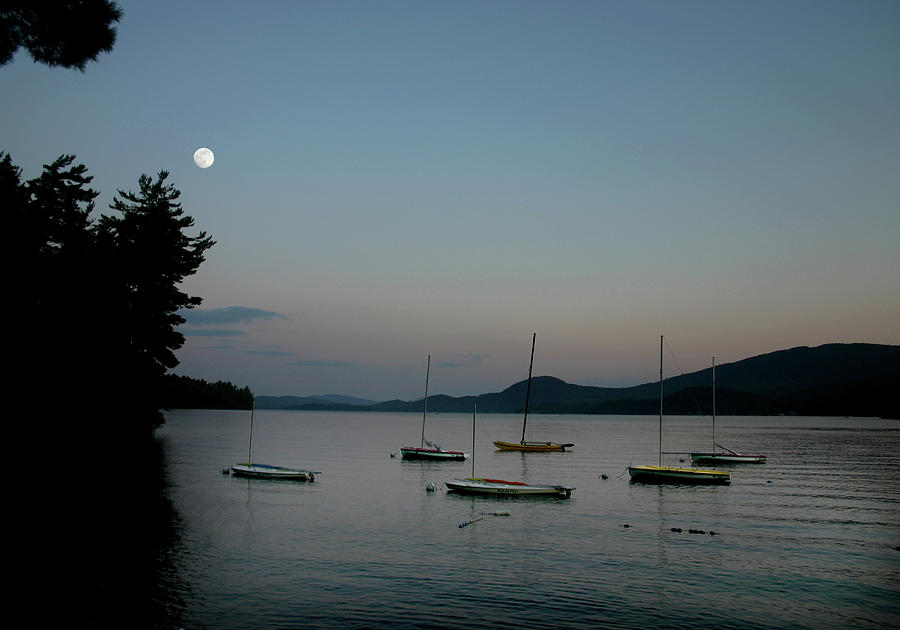 Moonrise Over Newfound Lake Stock Photograph by Wayne King