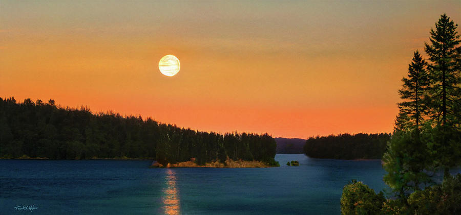 Moonrise Over Paradise Lake D Mixed Media