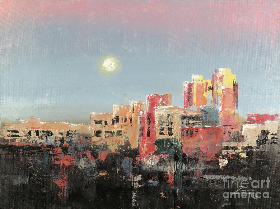 Moonrise Over The Fort Painting by Zan Savage