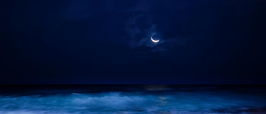 Moonrise Over The Sea Photograph