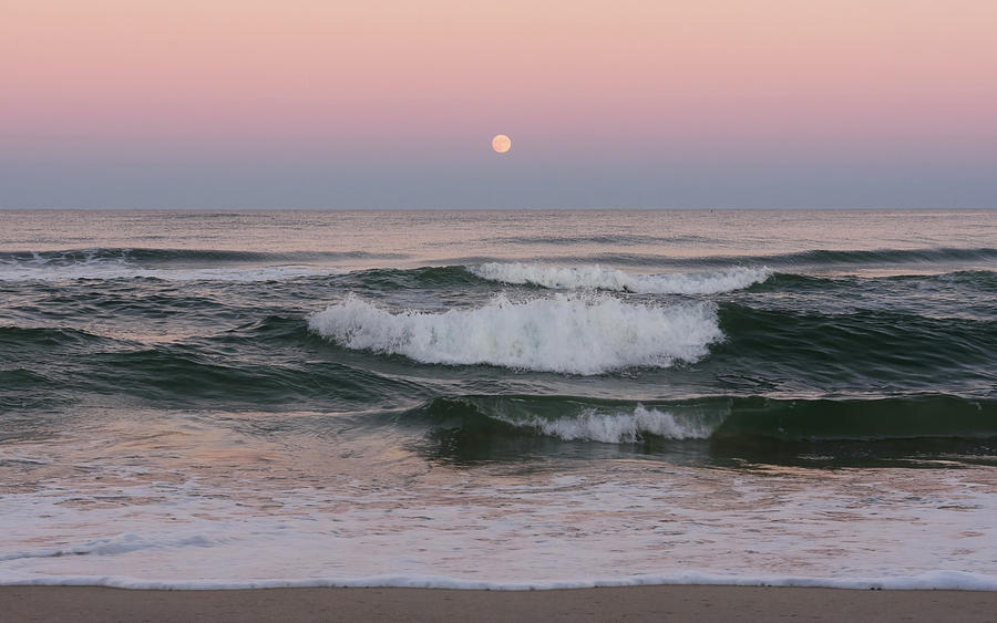 Moonrise Over Waves Photograph by Karen Smale