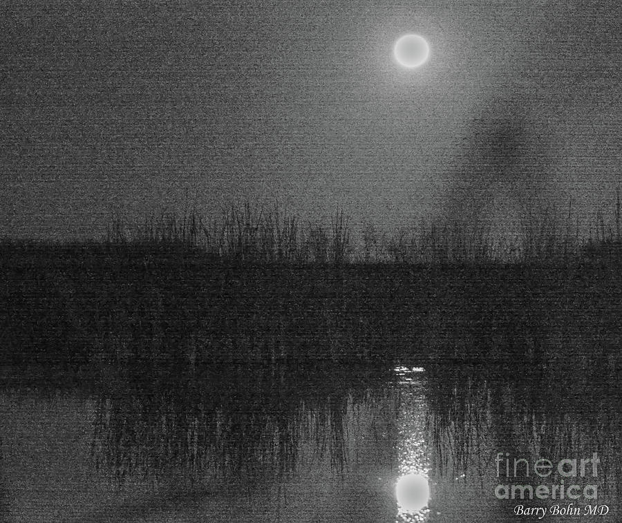 Moonset BW Ronnies blind Photograph by Barry Bohn