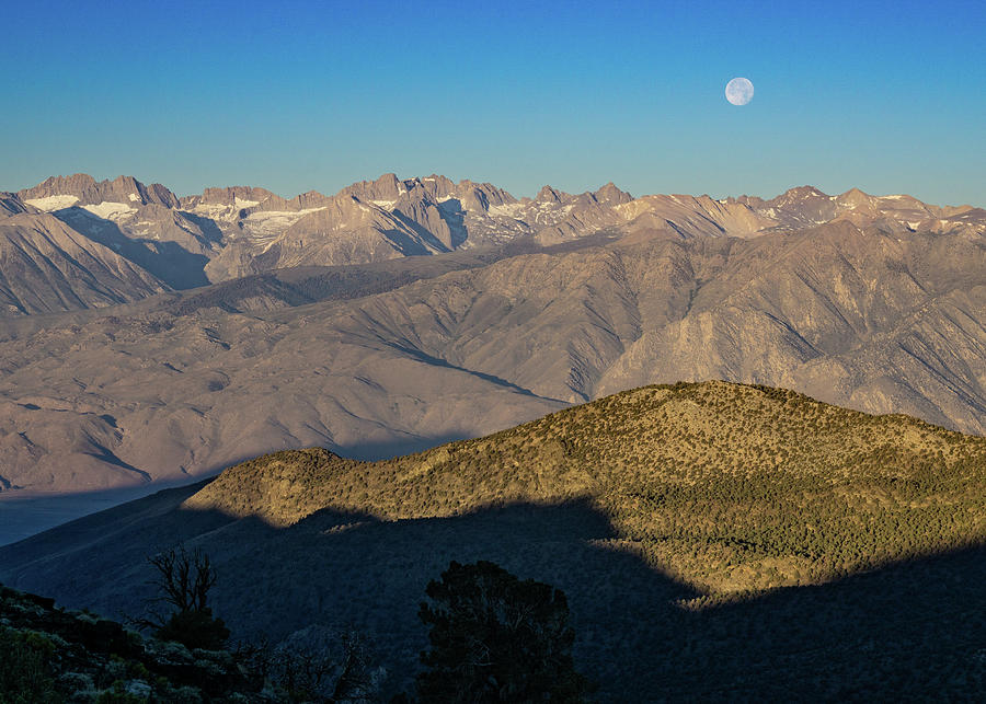 Moonset Eastern Sierra Nevada Photograph by Brett Harvey