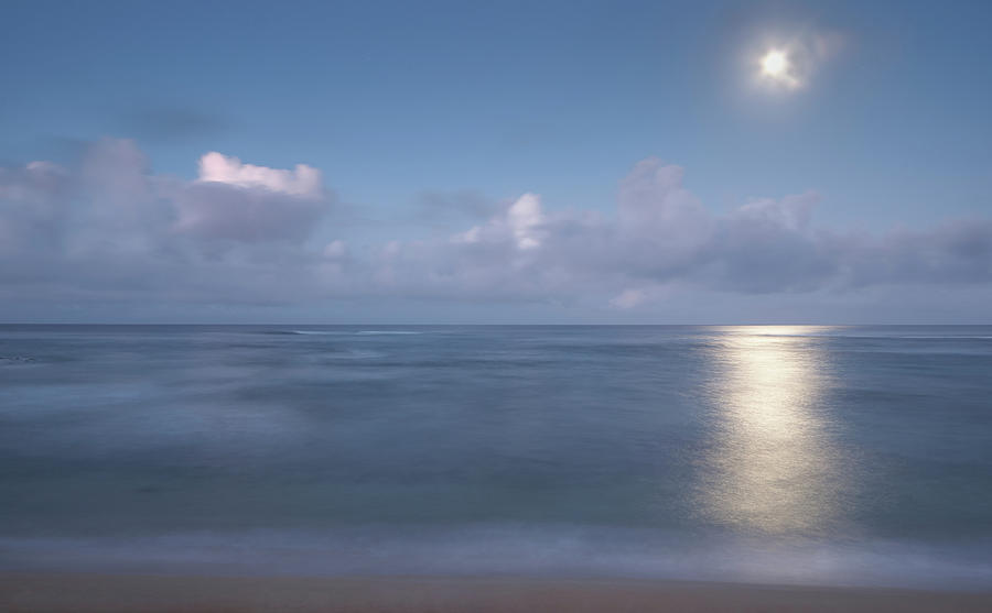 Moonset On Poipu Beach, Kauai Photograph by Roger Mullenhour