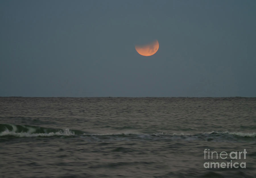 Moonset Over The Gulf Of Mexico Photograph by D Hackett