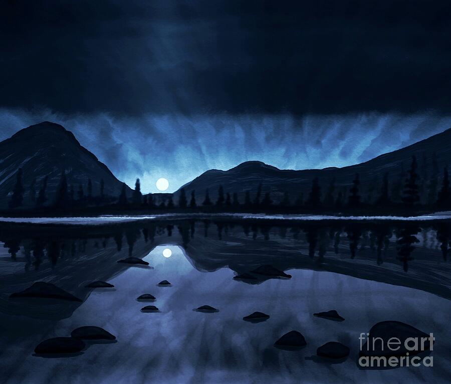 Mountain Digital Art - Moonshine  by Albert Algianny