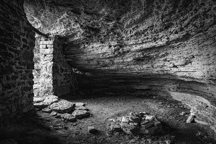 Moonshiners Cave Cliff Dwelling Black and White - Arkansas State Parks ...