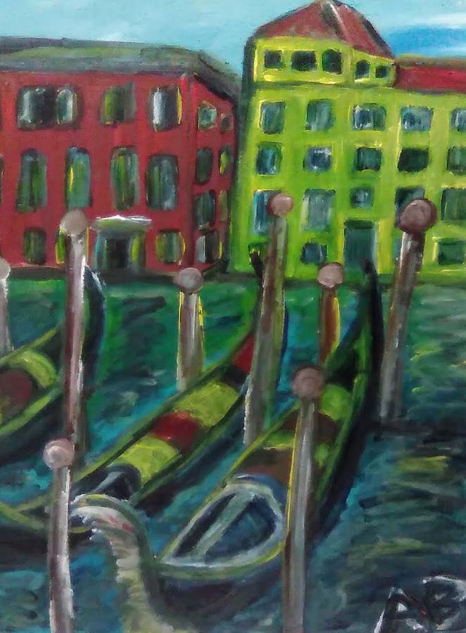 Moored Gondolas Painting by Andrew Blitman