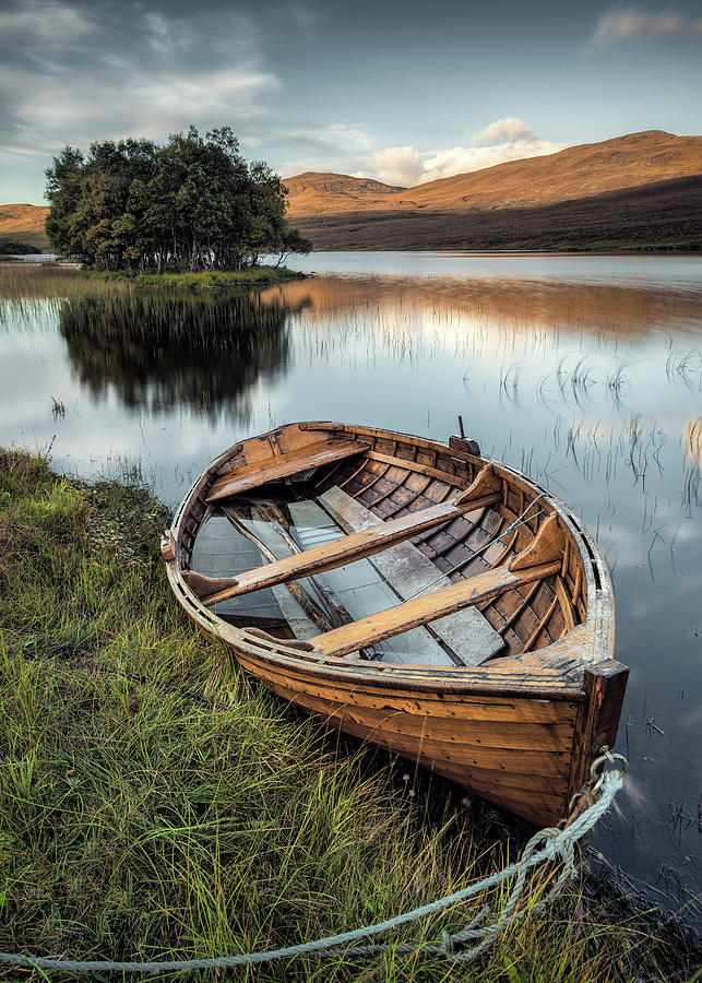 Transportation Photograph - Moored on Loch Awe by Dave Bowman