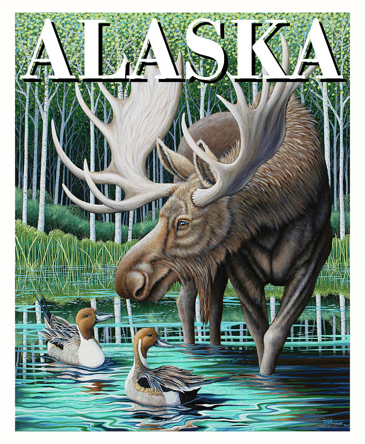 Moose Alaska Painting by Tish Wynne