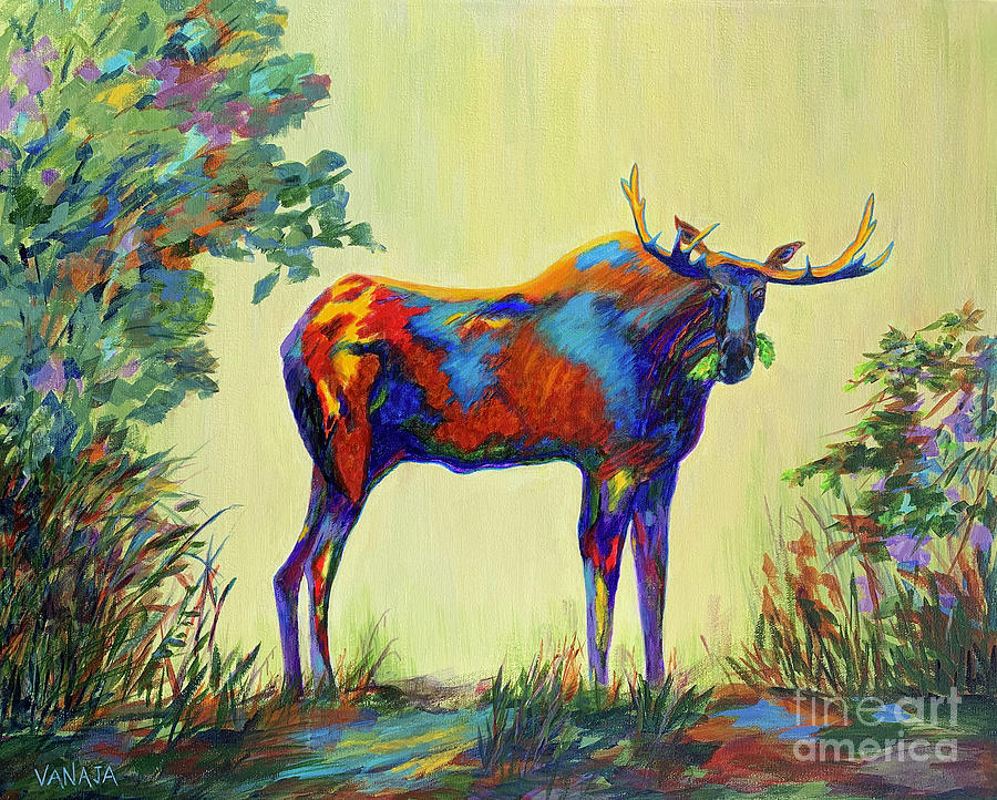 Moose- Are you looking at me??? Painting by Vanajas Fine-Art