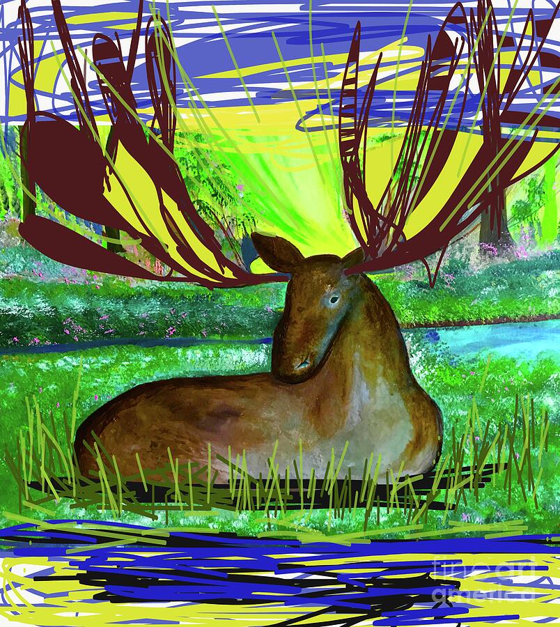 Moose Digital Art - Moose ca by Albert Algianny