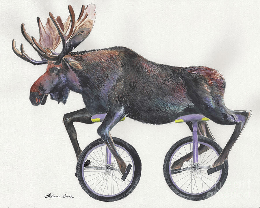Moose Cycle Painting by LeAnne Sowa