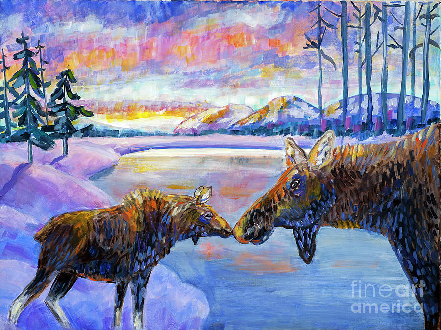 Moose Painting - Moose Greeting by Harriet Peck Taylor