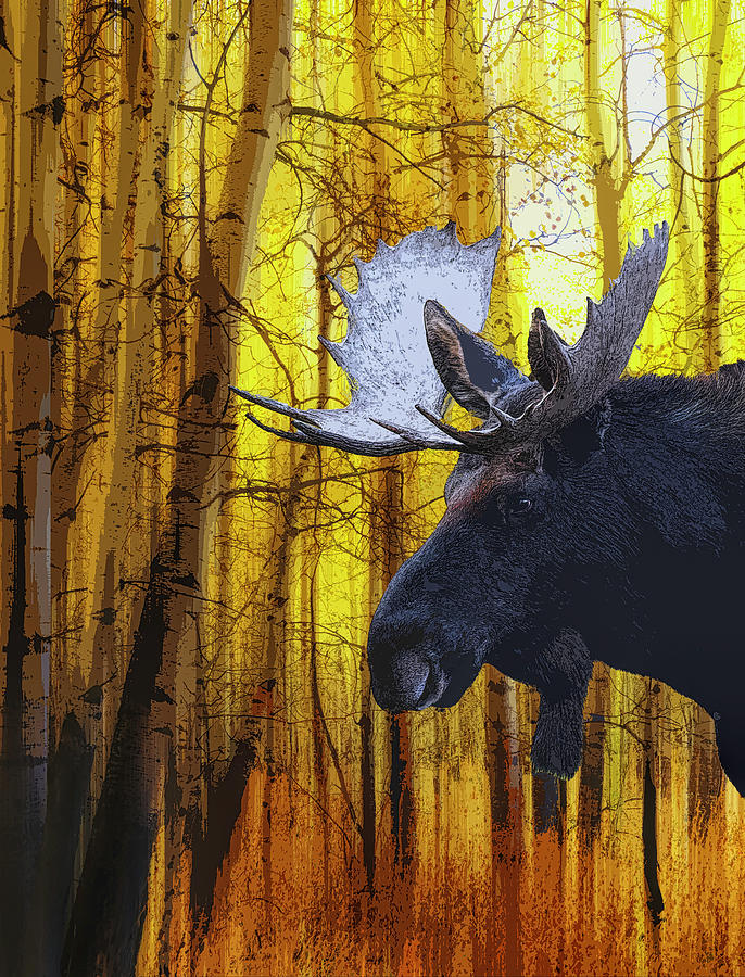Moose Head In Autumn Painting by Dan Sproul