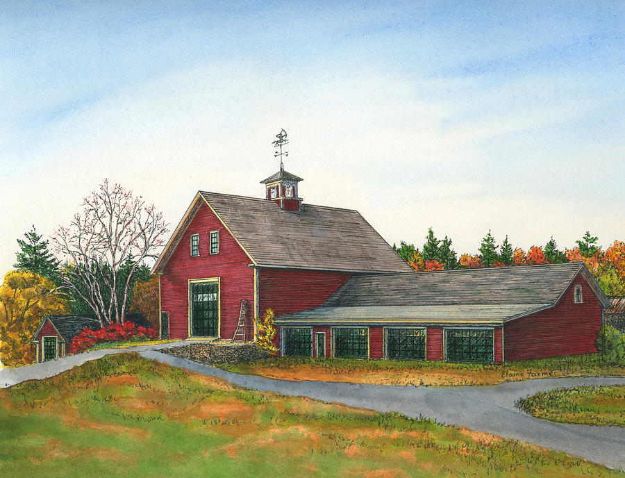 Fall Painting - Moose Hill Barn, Macks, Londonderry, NH by Elaine Farmer