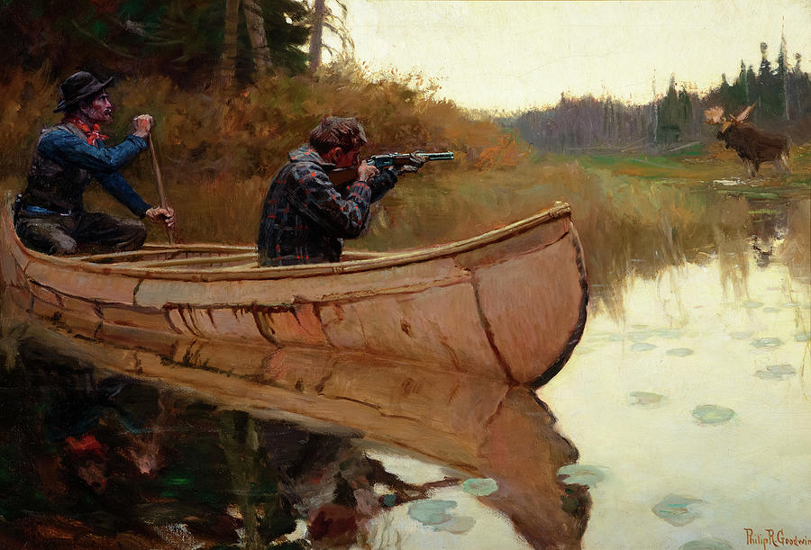 Moose Painting - Moose Hunters by Philip Russell Goodwin