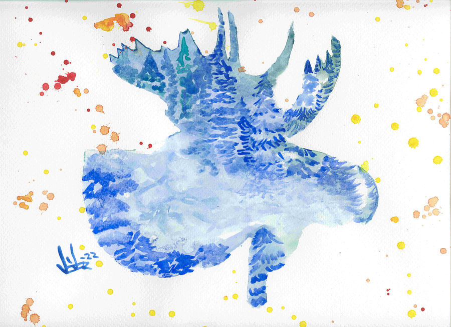 Moose in Blue Painting by Victor Vosen