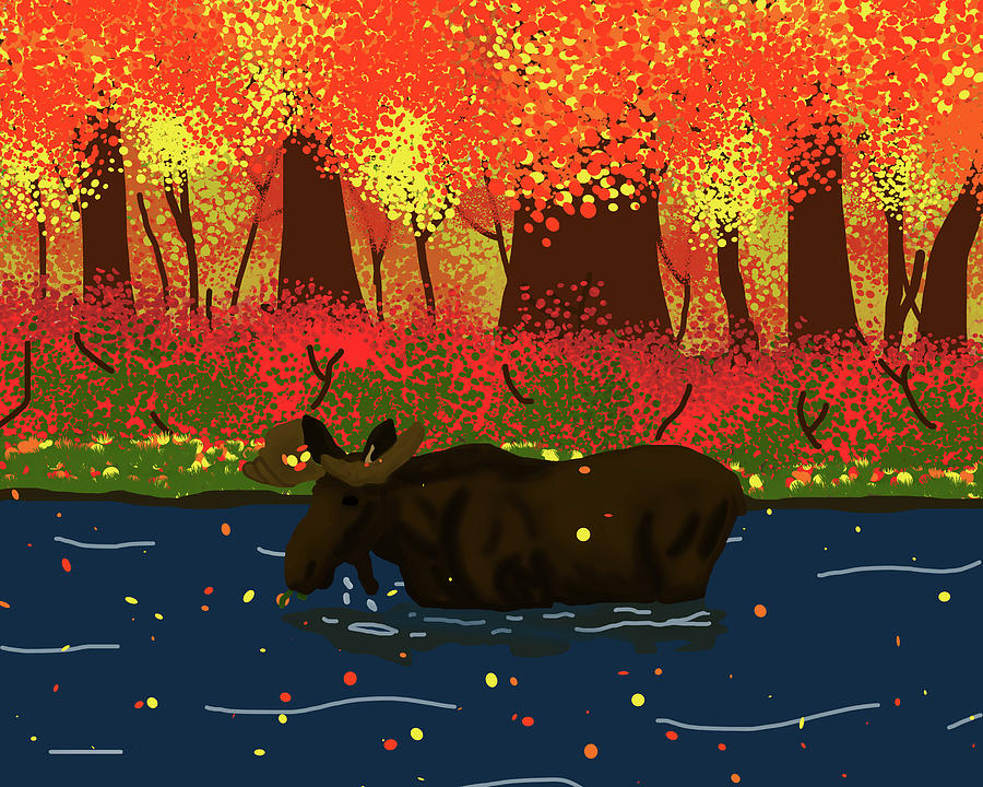 Moose In The Fall Digital Art
