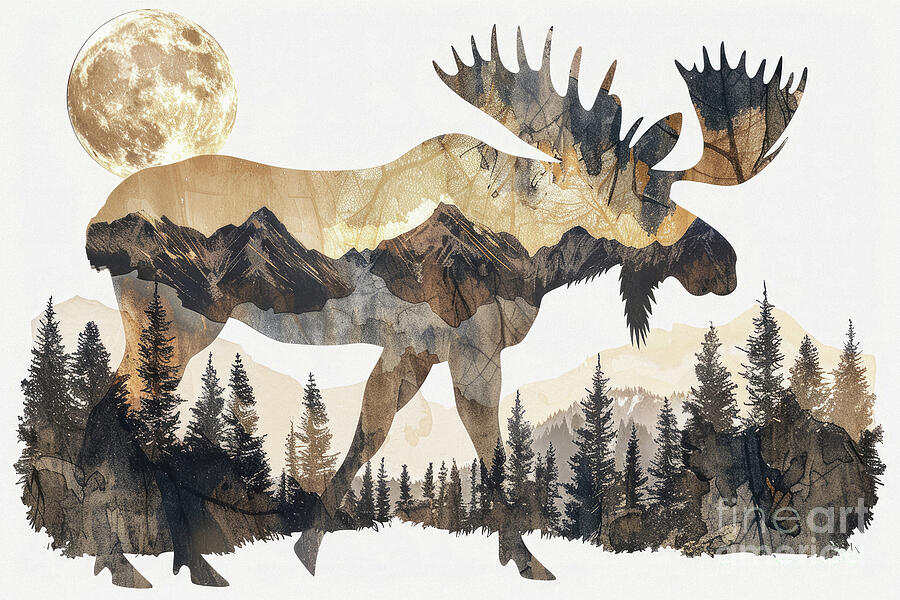 Moose In The Wild Painting by Tina LeCour Moose In The Wild Painting by Tina LeCour