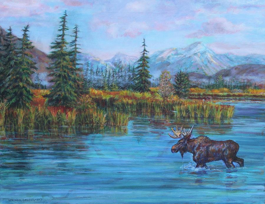 Moose Lake Painting by Veronica Cassell vaz