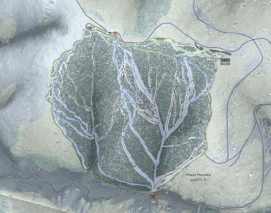 Moose Mountain Ski Resort Map Digital Art By Powder Addicts - Pixels