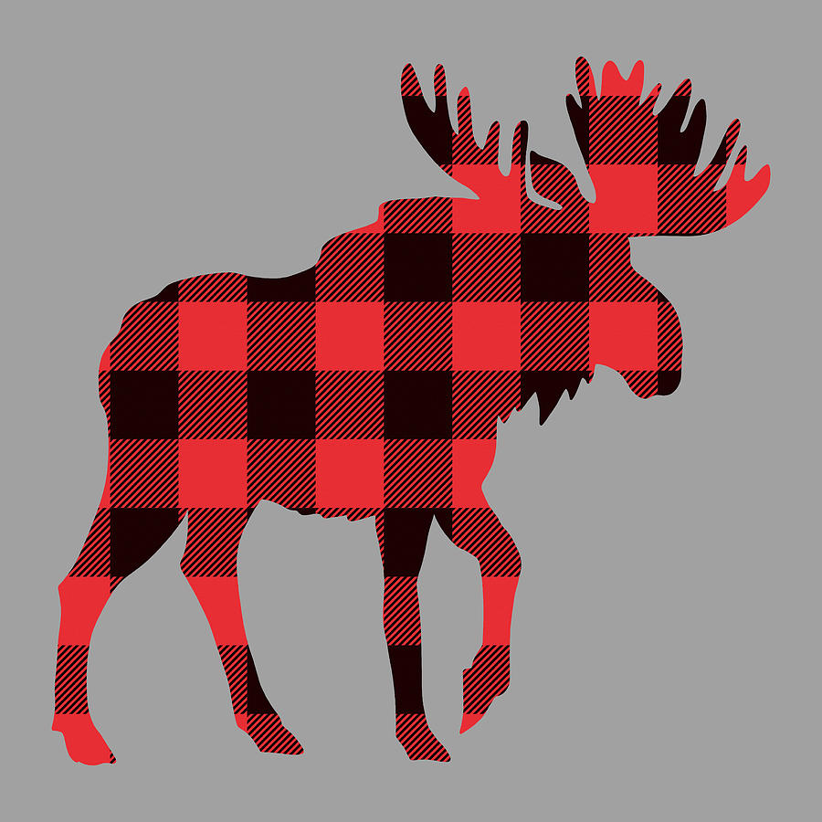 Moose Plaid Christmas Pattern Wildlife Animal Digital Art by Aaron Geraud