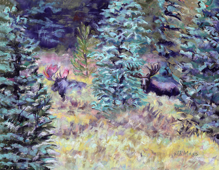 Moose Sighting Painting by Julie Maas