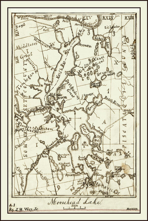 Moosehead Lake Maine Vintage Map 1873 Photograph by Carol Japp Fine